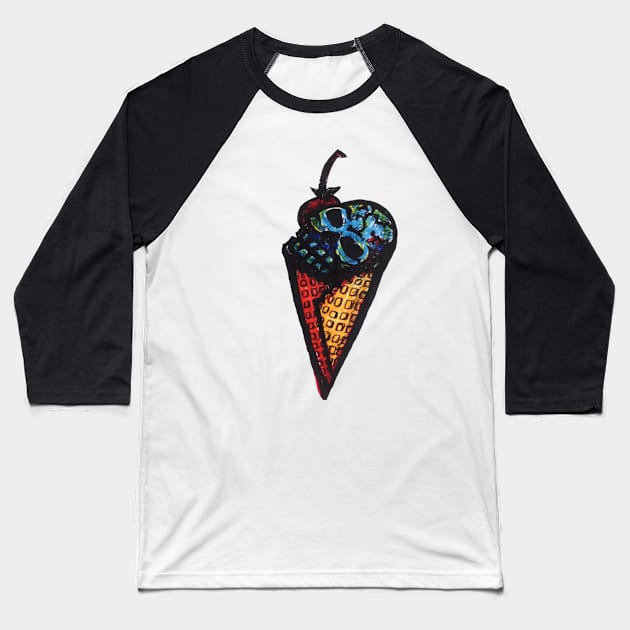 Ice cream, waffle cone, skulls, jms art Baseball T-Shirt by MattisMatt83